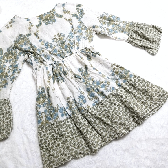 Punch floral paisley tiered Swiss dot cotton tunic - Picture 5 of 8